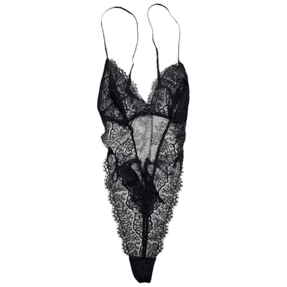Victoria's Secret Unlined Corded Lace Teddy Black Size XL - Picture 1 of 3
